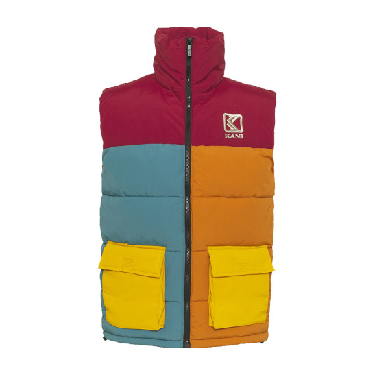 Karl Kani Ανδρικό αμάνικο μπουφάν OG Block Puffer Vest dark red/ ocher/ petrol blue
